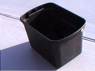 Storage bucket with lid off.